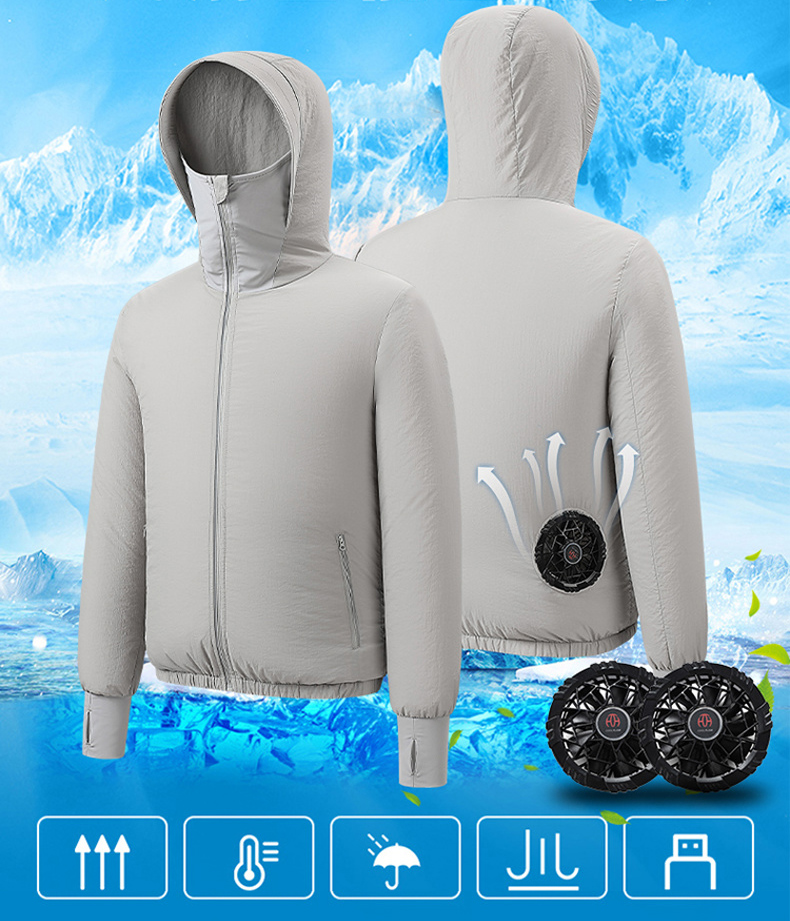 Outdoor Sport Jacket Brand - 夏のスポーツファンエアコンクール男性女性旅行超軽量ブランドアウトドアベスト服ジャケット太陽ウインドブレーカー釣り労働者