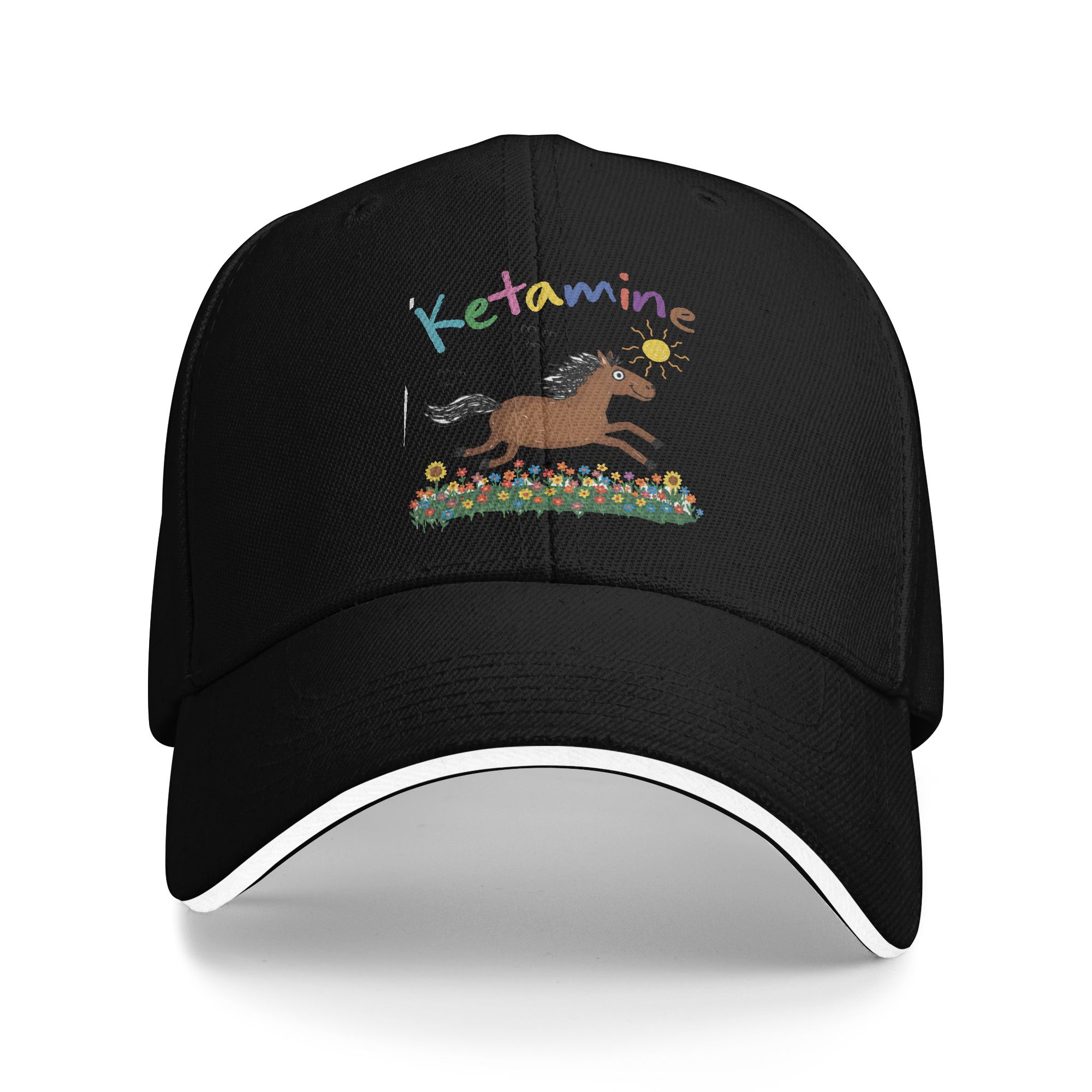 Outdoor Sport Drawing - 春カジュアル野球帽馬手描きミーム面白い皮肉ケタミン屋外スポーツトラック運転手帽子女性男性野球帽