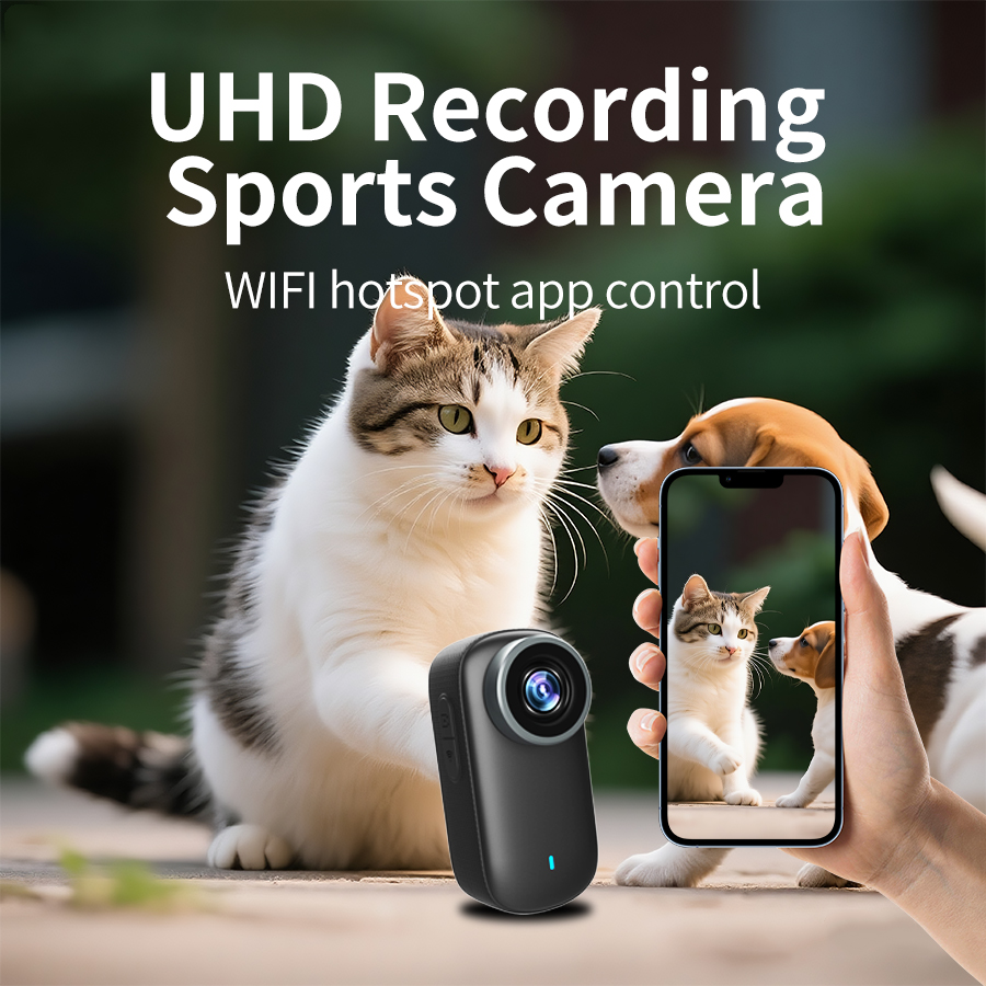 Indoor Sport And Outdoor Sports - ペット用4Kアクションカメラ、猫・犬用POVカメラ、小型スポーツビデオカメラ、ボディカメラ、屋外/屋内用