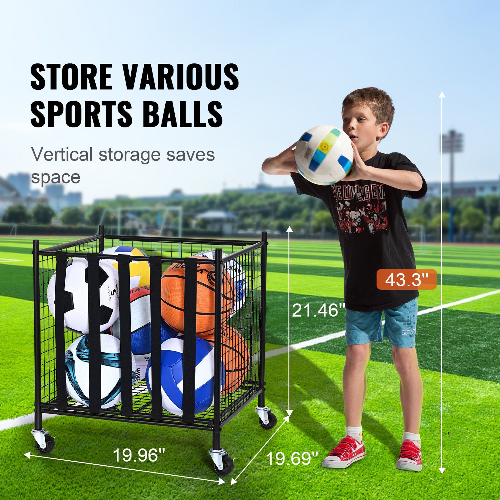 ローリングスポーツボール収納カート、伸縮性ストラップ付きロッ - Indoor Sport And Outdoor Sports のレビューと価格