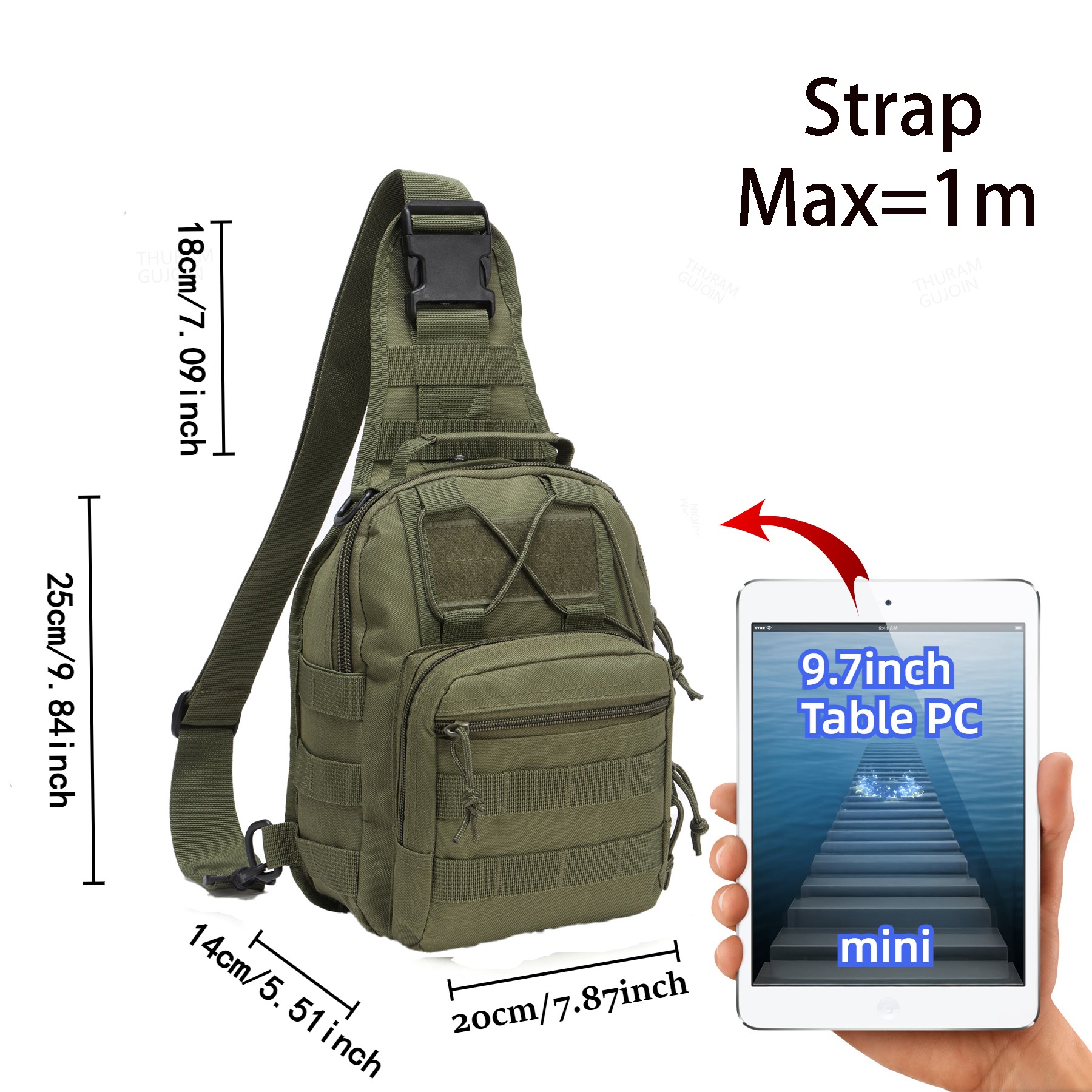 トゥラムアウトドアタクティカルバッグ、スポーツパック、スリン - Outdoor Sport Bag のレビューと価格
