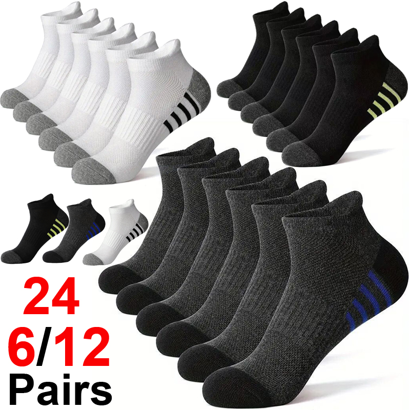 12/24 ペアメンズスポーツソックス通気性快適な黒、白レジ - Outdoor Sport Hose のレビューと価格